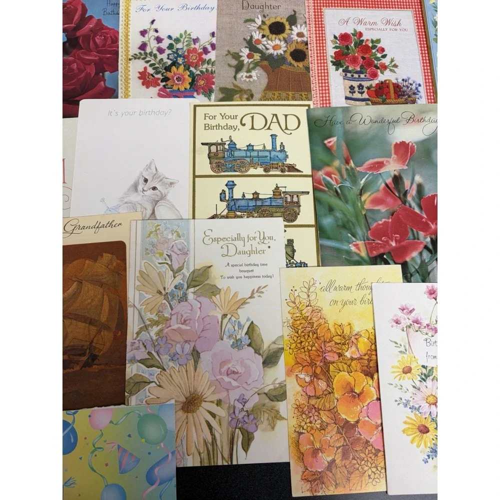 Vintage Birthday Cards Some Fronts ONLY Scrapbooking Crafts Decoupage Lot of 50+